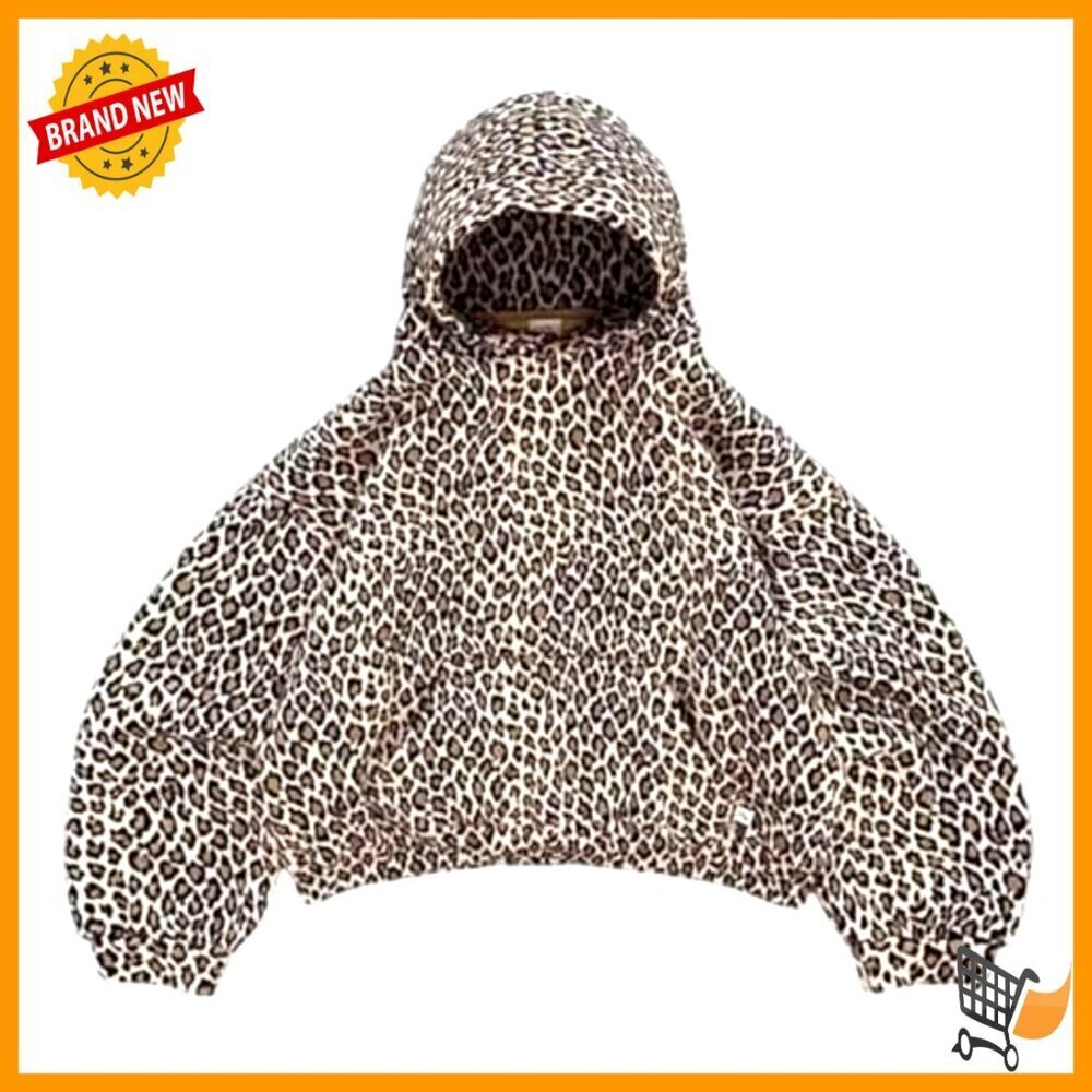 Oversized Leopard Print Hoodie Y2K Streetwear Pullover Sweatshirt Graphic Hooded